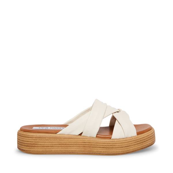 Steve Madden Salita Bone Lær Sandaler Dame Beige | SM-407CE