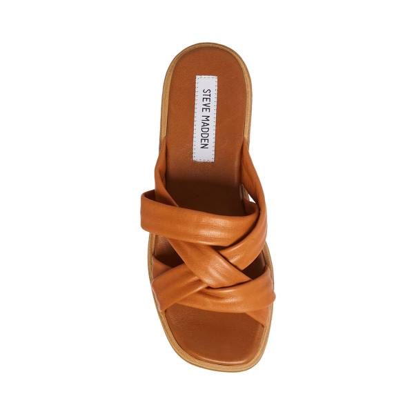 Steve Madden Salita Tan Lær Sandaler Dame Brune | SM-397GM