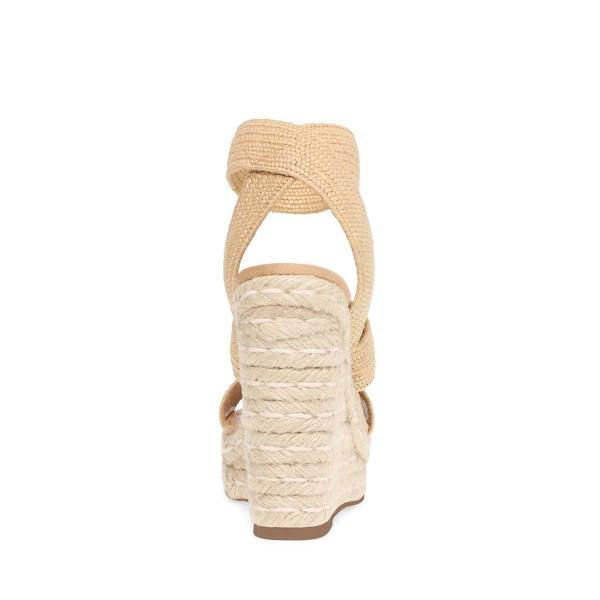 Steve Madden Shimmy Natural Raffia Sandaler Dame Beige | SM-394IZ