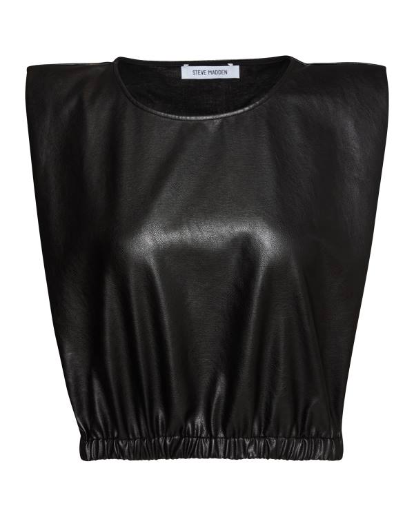 Steve Madden Shoulder Pad Cropped Tank Topper Dame Svarte | SM-608LV