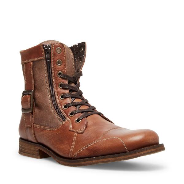 Steve Madden Sidetrack Cognac Lær Støvler Herre Brune | SM-847BK