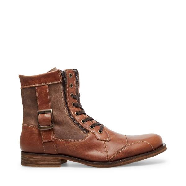 Steve Madden Sidetrack Cognac Lær Støvler Herre Brune | SM-847BK