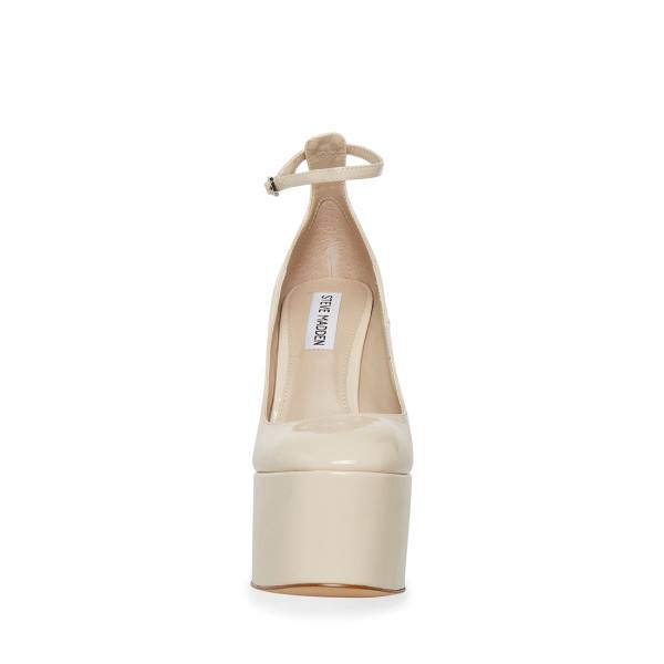 Steve Madden Skyrise Bone Patent Heel Høye Hæler Dame Beige | SM-264WB