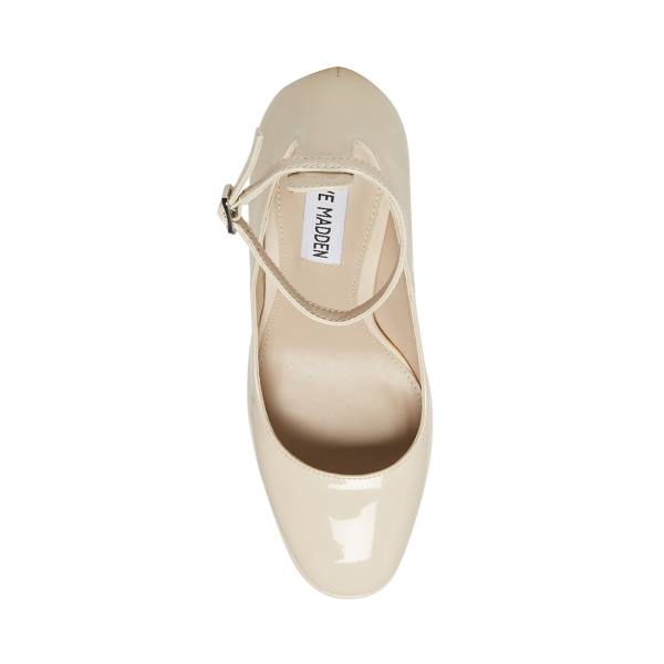 Steve Madden Skyrise Bone Patent Heel Høye Hæler Dame Beige | SM-264WB