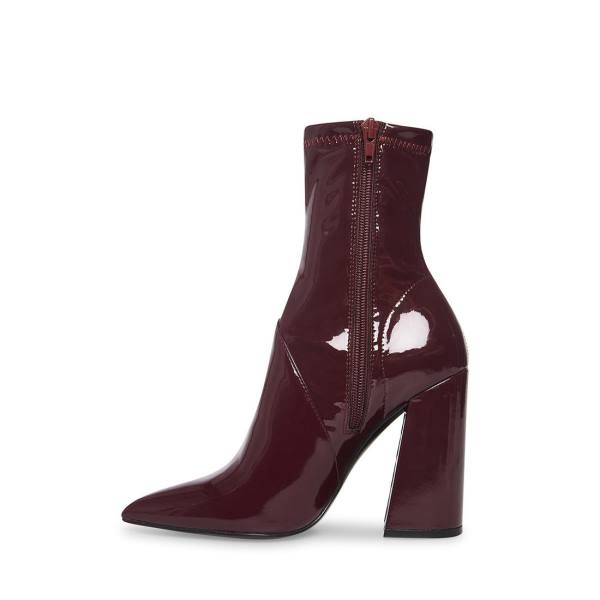 Steve Madden Slade Burgundy Patent Ankelstøvletter Dame Burgunder | SM-691MF