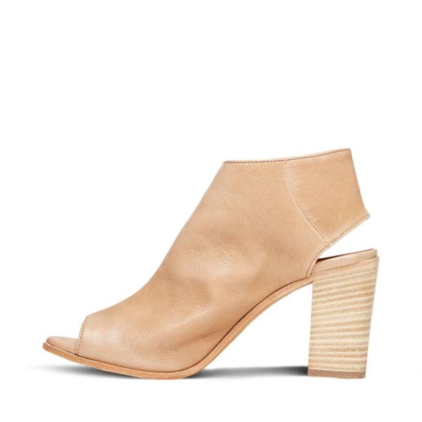 Steve Madden Slater Natural Lær Heel Høye Hæler Dame Beige | SM-587EB