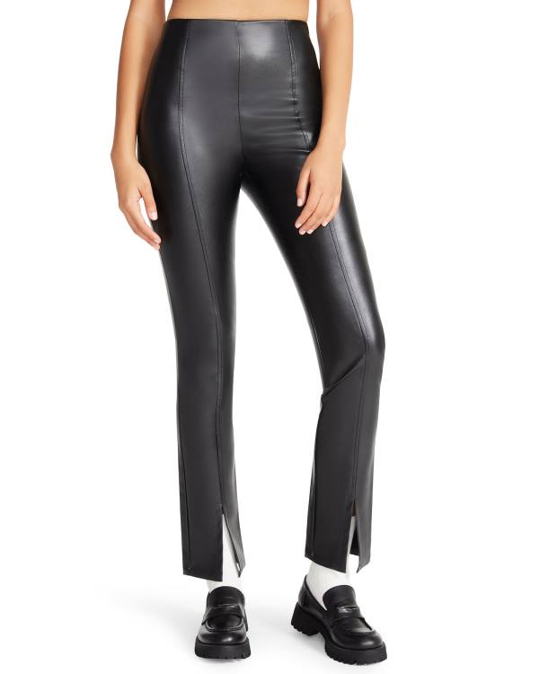 Steve Madden Slit Front Faux Lær Pant Leggings Dame Svarte | SM-931JB