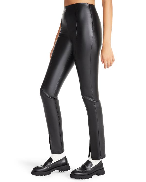 Steve Madden Slit Front Faux Lær Pant Leggings Dame Svarte | SM-931JB