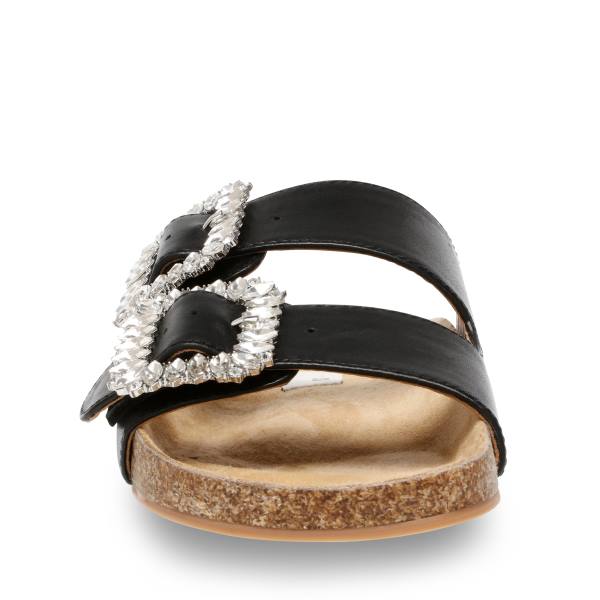 Steve Madden Somers Lær Sandaler Dame Svarte | SM-893DJ