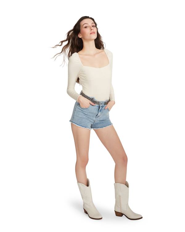 Steve Madden Square Neck Bodysuit Dame Beige | SM-134AG