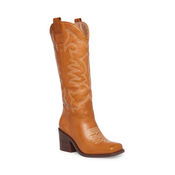 Steve Madden Stampede Tan Lær Støvler Dame Brune | SM-190QU