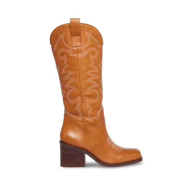 Steve Madden Stampede Tan Lær Støvler Dame Brune | SM-190QU