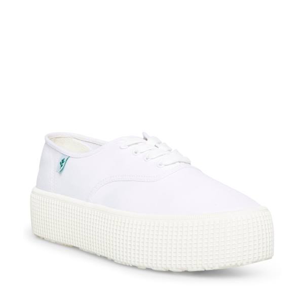 Steve Madden Stream Fabric Joggesko Dame Hvite | SM-251WH