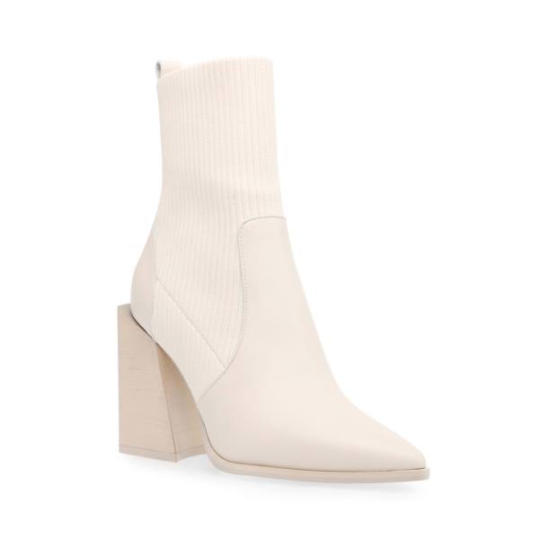 Steve Madden Tackle Bone Lær Ankelstøvletter Dame Beige | SM-306RJ