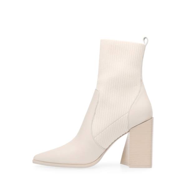 Steve Madden Tackle Bone Lær Ankelstøvletter Dame Beige | SM-306RJ