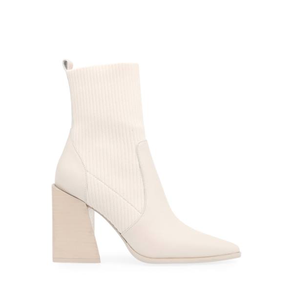 Steve Madden Tackle Bone Lær Ankelstøvletter Dame Beige | SM-306RJ