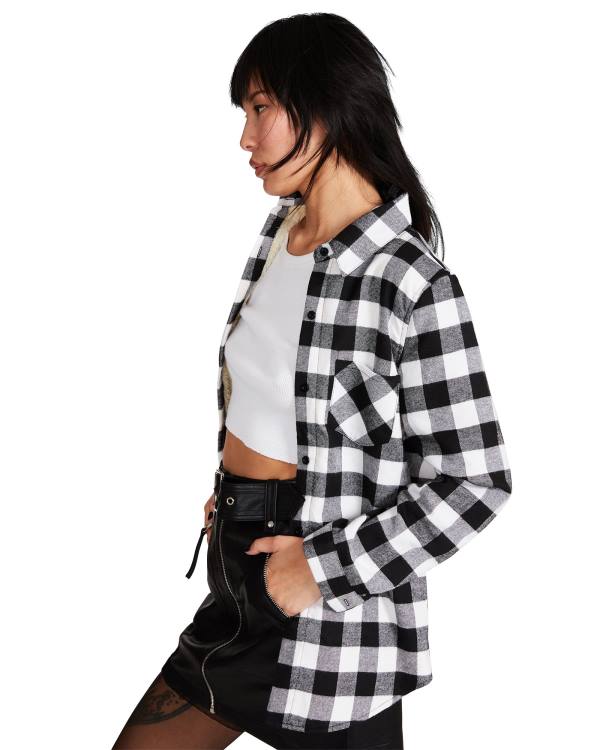 Steve Madden Teddy Forede Flannel Jakke Dame Svarte | SM-239OC