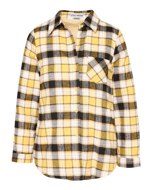 Steve Madden Teddy Forede Flannel Jakke Dame Gul | SM-401ZN