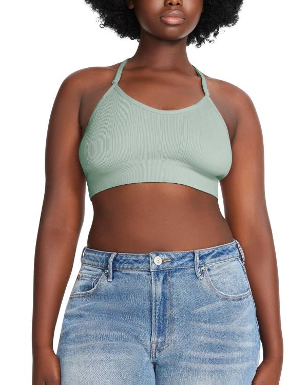 Steve Madden The Ella Mesh Bralette Sage Plus Topper Dame Grønn | SM-081JH