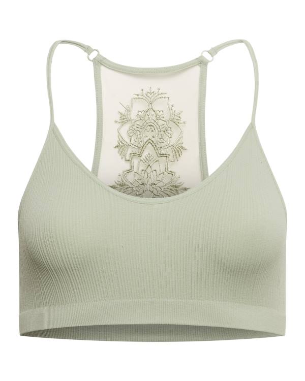 Steve Madden The Ella Mesh Bralette Sage Plus Topper Dame Grønn | SM-081JH