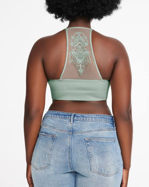 Steve Madden The Ella Mesh Bralette Sage Plus Topper Dame Grønn | SM-081JH