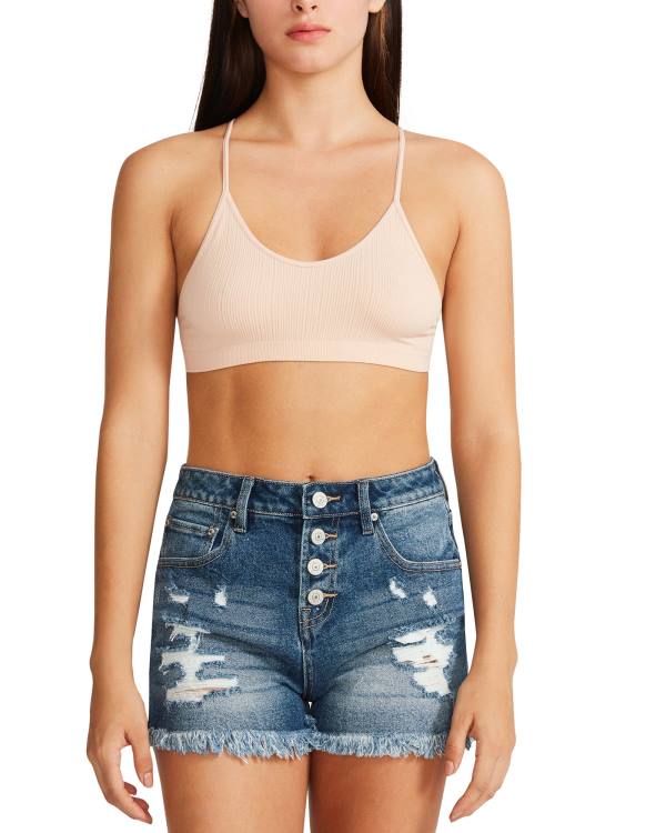 Steve Madden The Ella Mesh Bralette Tan Topper Dame Brune | SM-178CQ