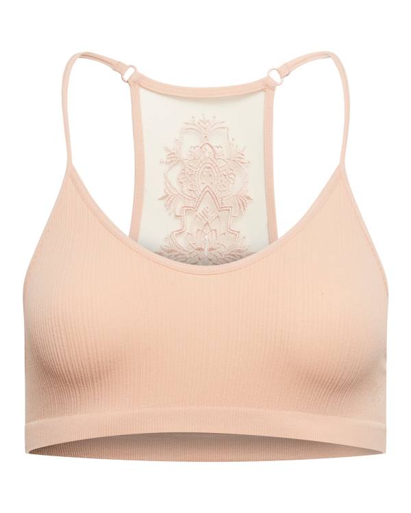 Steve Madden The Ella Mesh Bralette Tan Topper Dame Brune | SM-178CQ