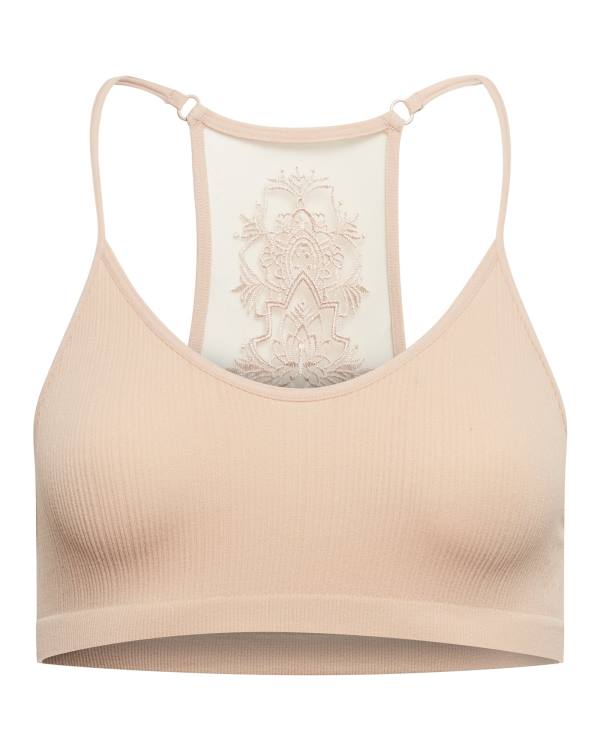 Steve Madden The Ella Mesh Bralette Tan Plus Topper Dame Brune | SM-485RU