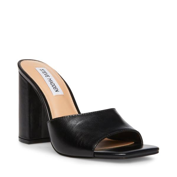 Steve Madden Trendy Lær Heel Høye Hæler Dame Svarte | SM-315NI