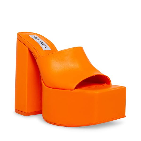 Steve Madden Trixie Lær Heel Høye Hæler Dame Oransje | SM-095XW