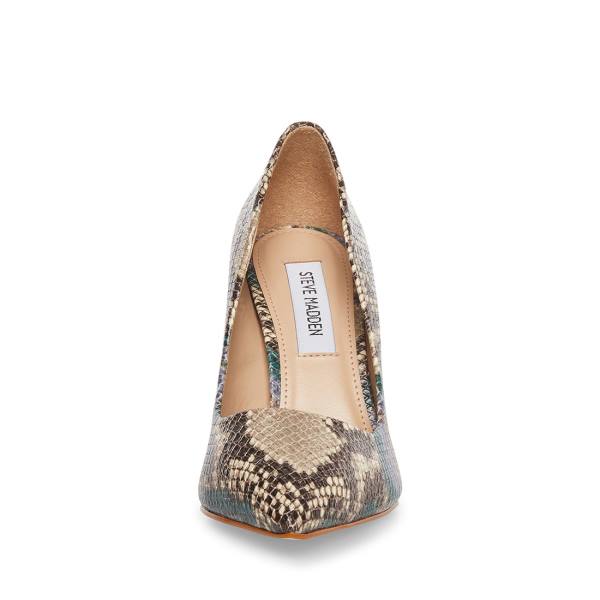 Steve Madden Vala Natural Heel Høye Hæler Dame Beige Blå | SM-937PE