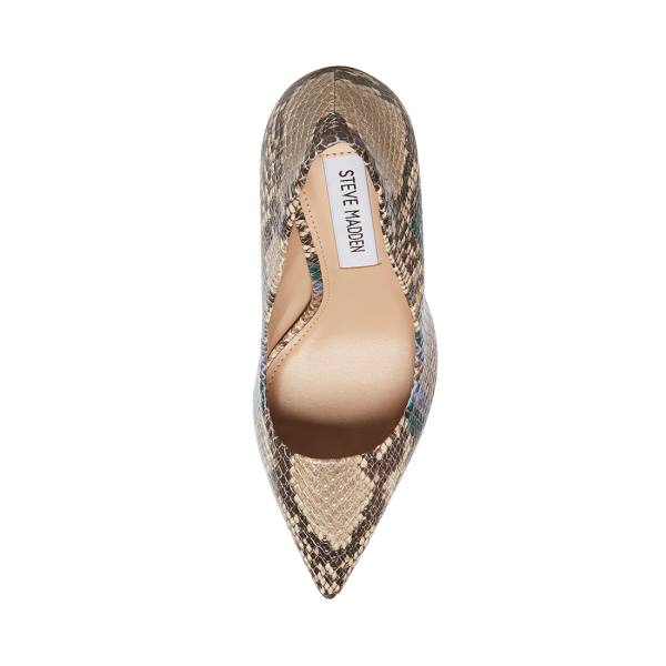 Steve Madden Vala Natural Heel Høye Hæler Dame Beige Blå | SM-937PE