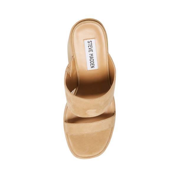 Steve Madden Vickey Sand Semsket Skinn Heel Høye Hæler Dame Brune | SM-945UH