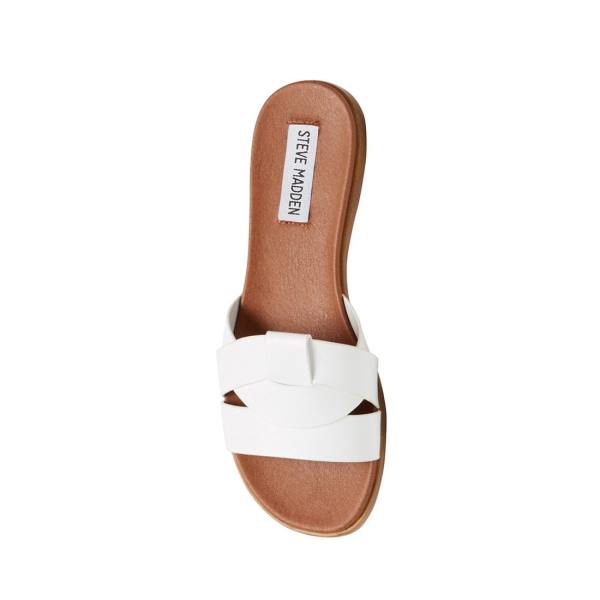 Steve Madden Vivien Lær Sandaler Dame Hvite | SM-214YP