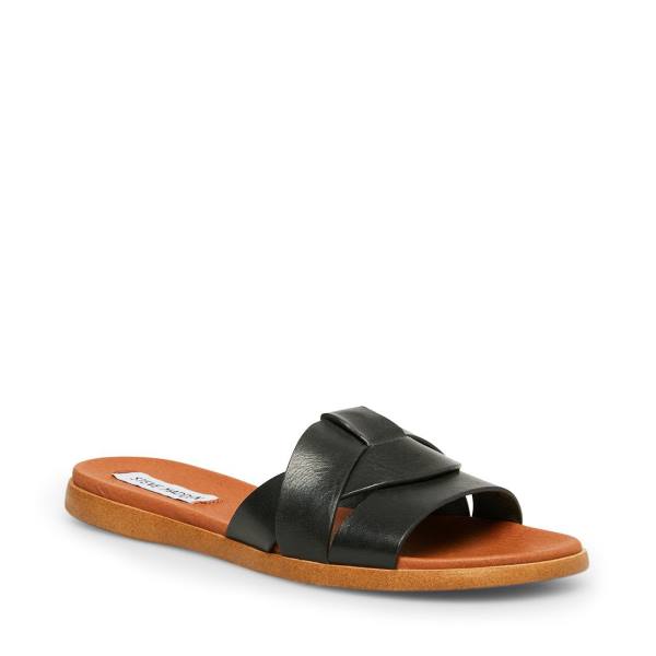 Steve Madden Vivien Lær Sandaler Dame Svarte | SM-635XD