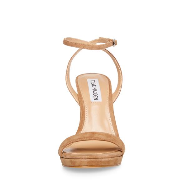 Steve Madden Wafer Camel Semsket Skinn Heel Høye Hæler Dame Brune | SM-759MY