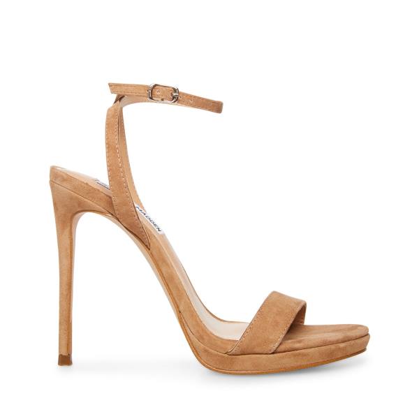 Steve Madden Wafer Camel Semsket Skinn Heel Høye Hæler Dame Brune | SM-759MY