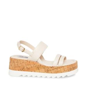 Steve Madden Athena Lær Sandaler Dame Hvite | SM-948YU