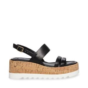 Steve Madden Athena Lær Sandaler Dame Svarte | SM-859PA