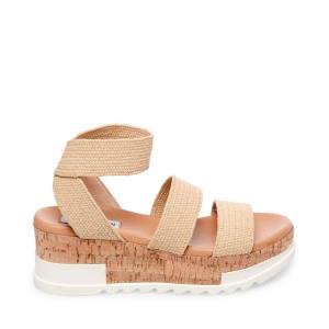 Steve Madden Bandi Natural Raffia Sandaler Dame Beige | SM-952WM