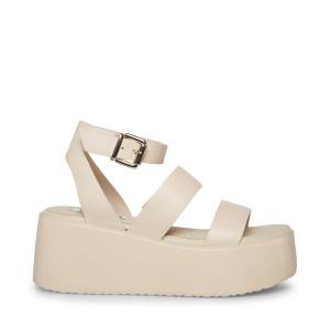 Steve Madden Bay Natural Lær Sandaler Dame Beige | SM-247ZT