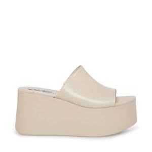 Steve Madden Christa Bone Lær Sandaler Dame Beige | SM-859DE