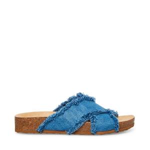 Steve Madden Devyn Denim Fabric Sandaler Dame Blå | SM-674KF