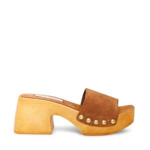 Steve Madden Izzy Semsket Skinn Sandaler Dame Brune | SM-637CV