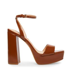 Steve Madden Lessa Cognac Patent Heel Høye Hæler Dame Brune | SM-769WR