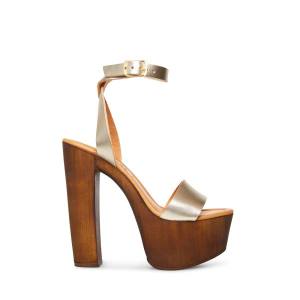 Steve Madden Lucy Lær Heel Høye Hæler Dame Gull | SM-497MT