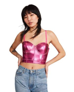 Steve Madden Metallic Bustier Topper Dame Rosa | SM-384FI