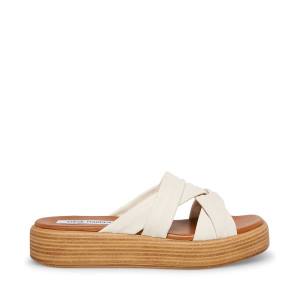 Steve Madden Salita Bone Lær Sandaler Dame Beige | SM-407CE