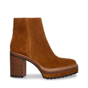 Steve Madden Shaniya Semsket Skinn Ankelstøvletter Dame Brune | SM-841SJ