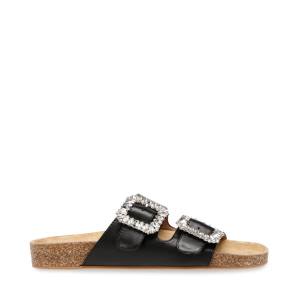 Steve Madden Somers Lær Sandaler Dame Svarte | SM-893DJ